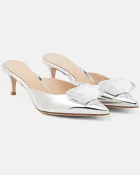 Gianvito Rossi Verzierte Mules Jaipur 55 aus Metallic-Leder Silber