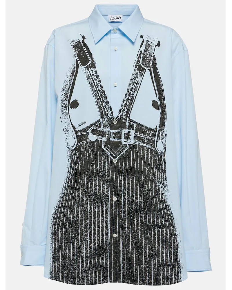 Jean Paul Gaultier Oversize-Hemd aus Baumwollpopeline Blau