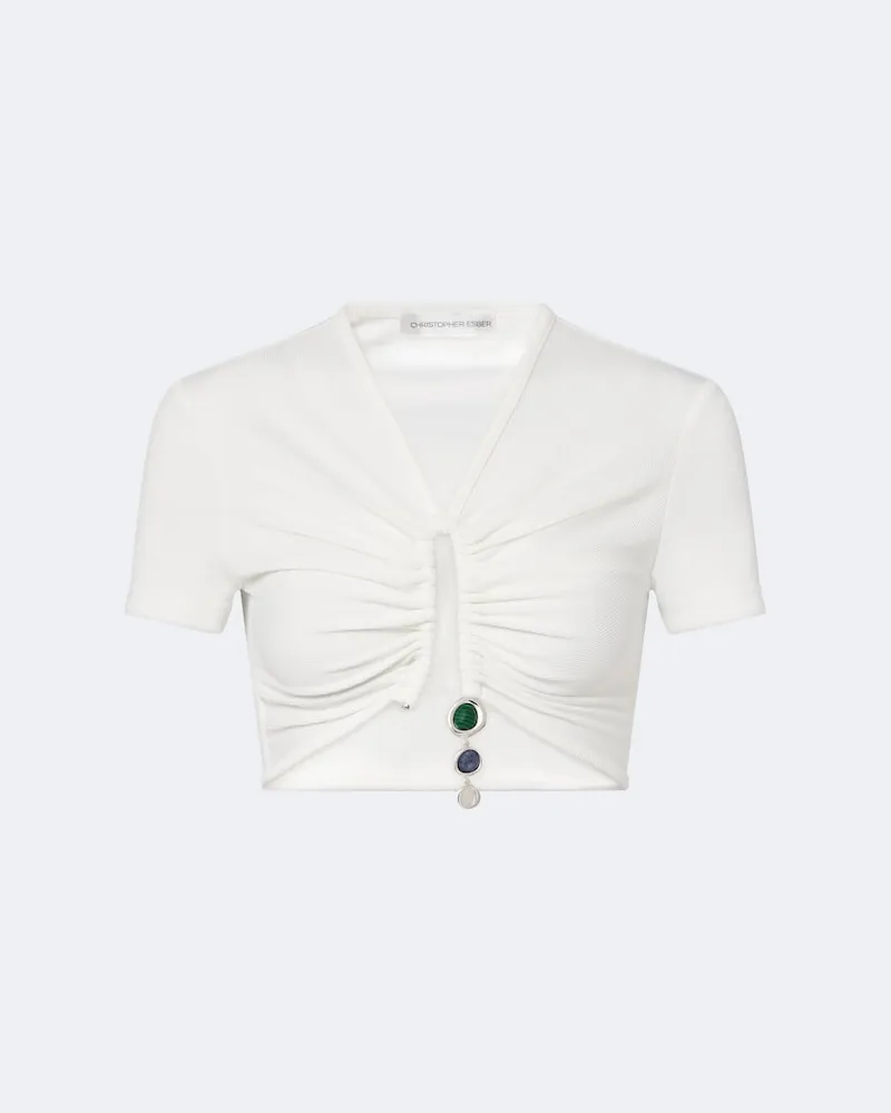 Christopher Esber Verziertes Cropped Top Weiß