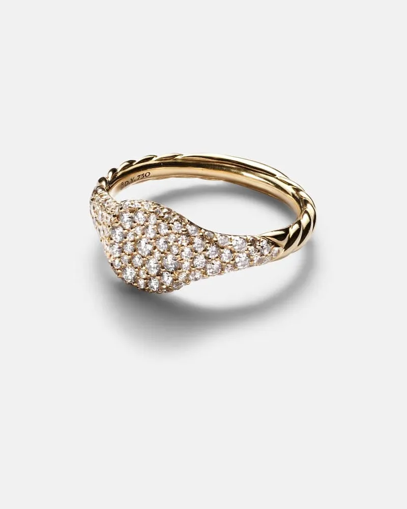 David Yurman Pinky Ring Petite Pavé aus 18kt Gelbgold mit Diamanten Gold