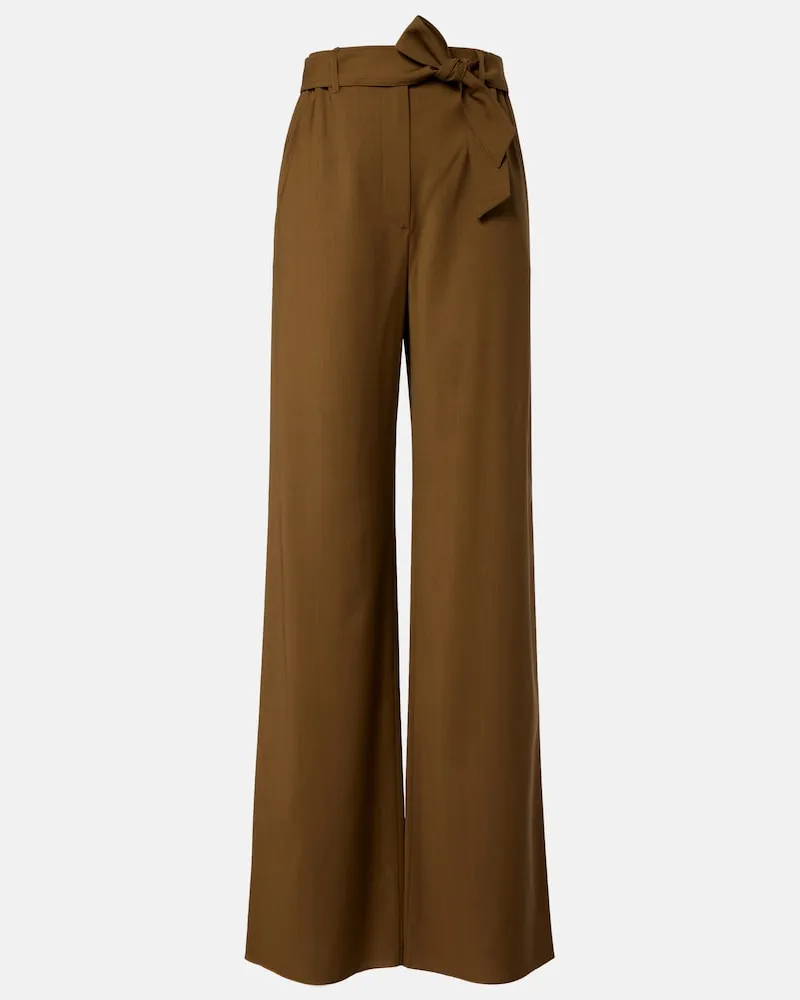 Max Mara Weite Hose aus Wolle Grün