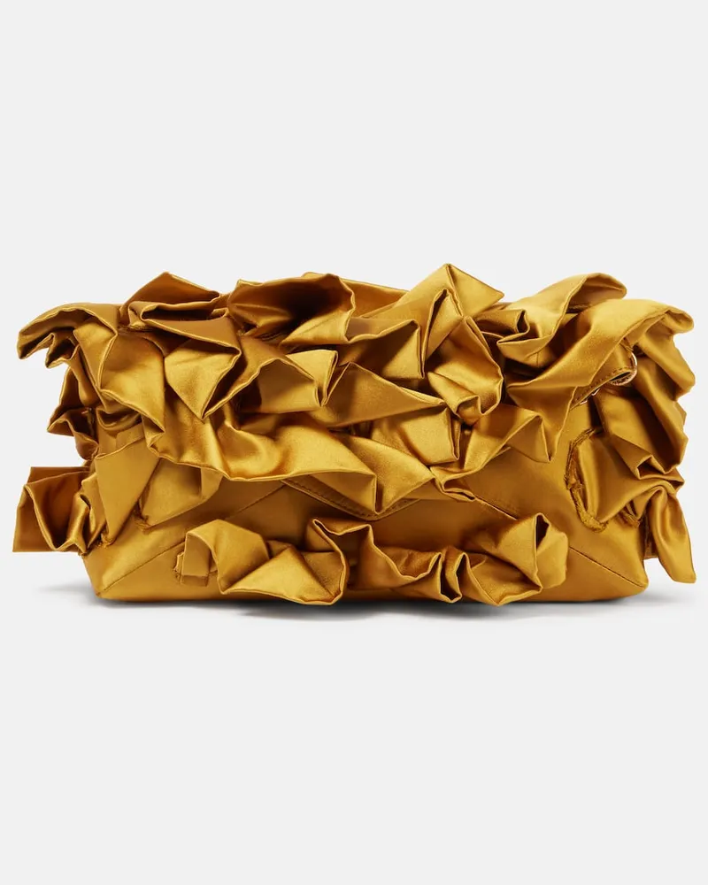 Dries van Noten Clutch aus Satin Gelb