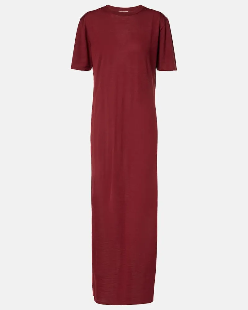 Saint Laurent Maxikleid aus Wolle Rot
