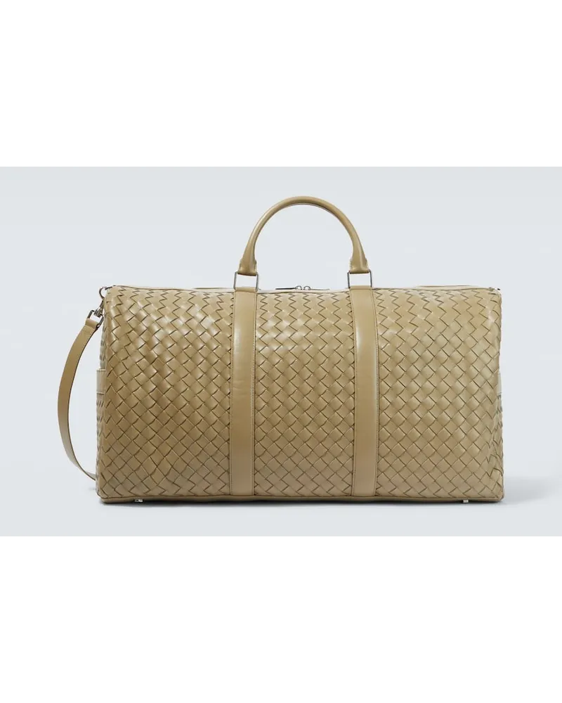 Bottega Veneta Weekender Intrecciato aus Leder Beige