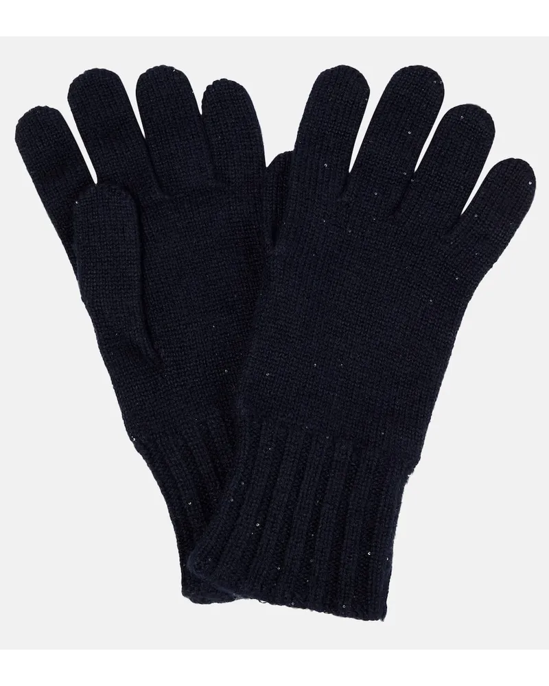 Loro Piana Handschuhe aus Kaschmir und Seide Blau