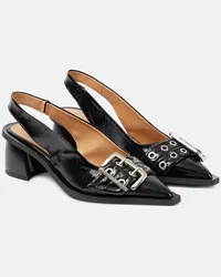 Ganni Slingback-Pumps aus Lederimitat Schwarz