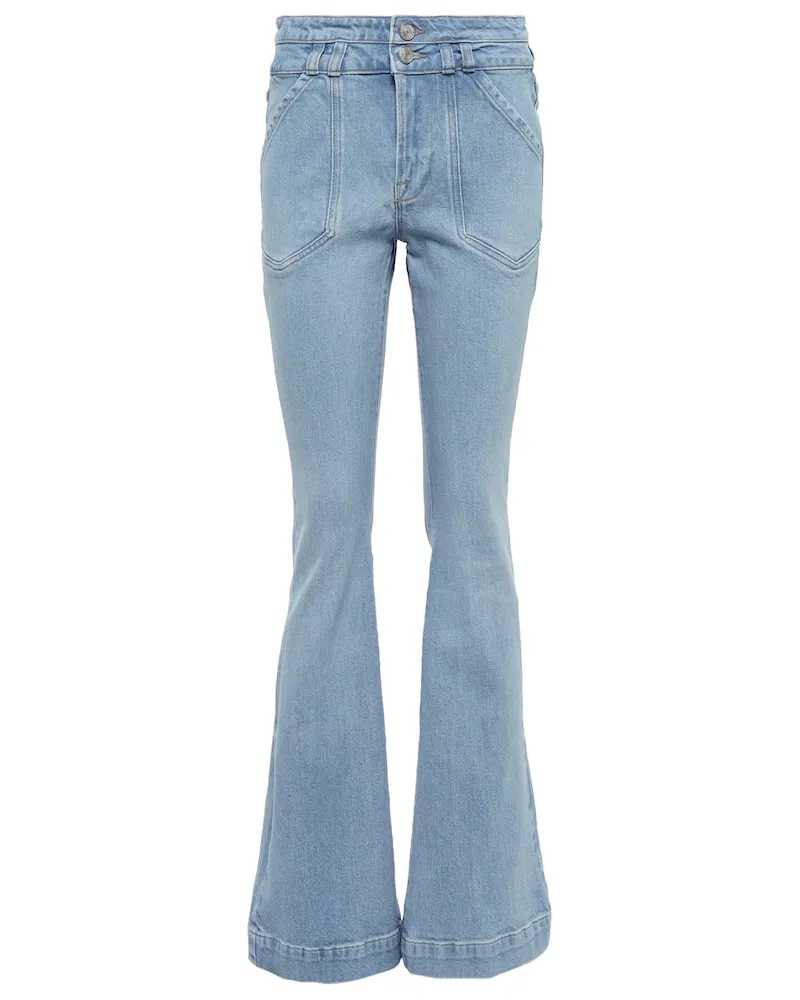 Frame Denim High-Rise Jeans Double Button Flare Blau