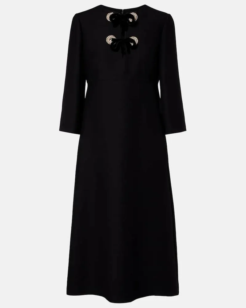 Valentino Garavani Midikleid aus Crepe Couture mit Kristallen Schwarz