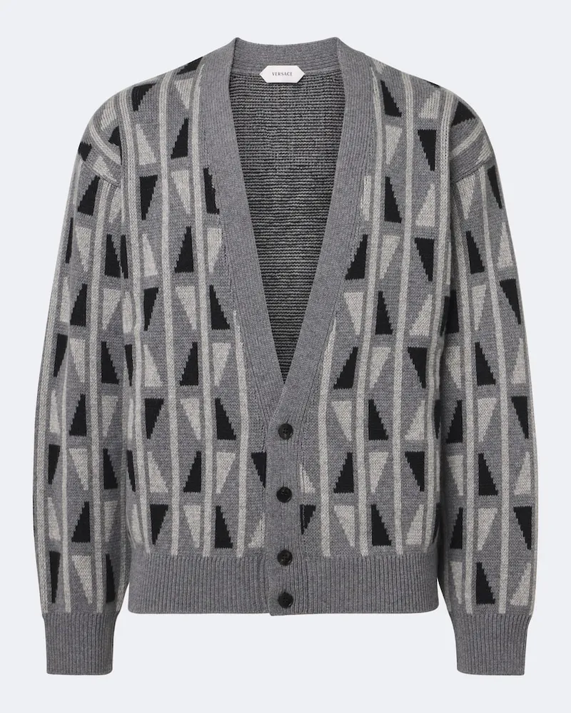 Versace Cardigan Medusa aus Wolle und Kaschmir Grau