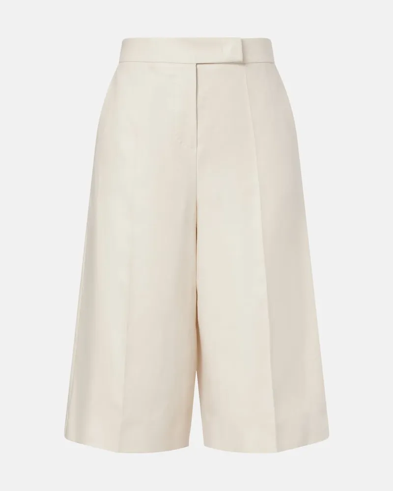 Max Mara High-Rise Bermuda-Shorts Kaki aus Leinen Weiß