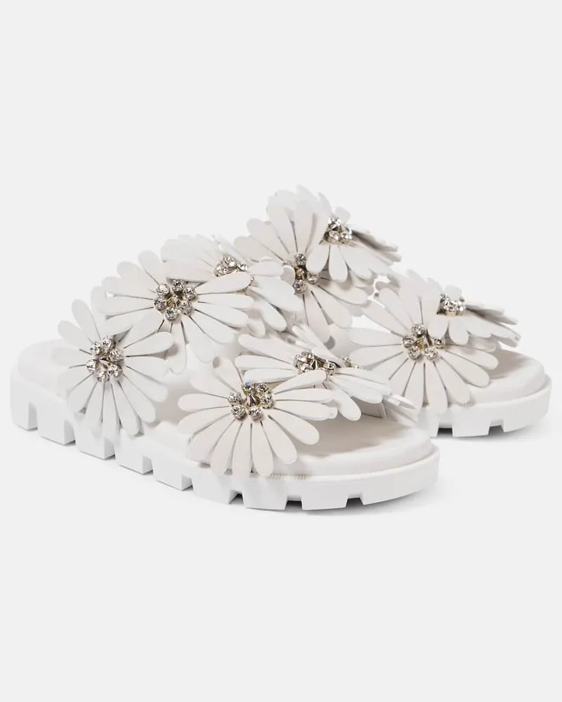 Christian Louboutin Sandalen Flora Cool aus Veloursleder mit Kristallen Weiß