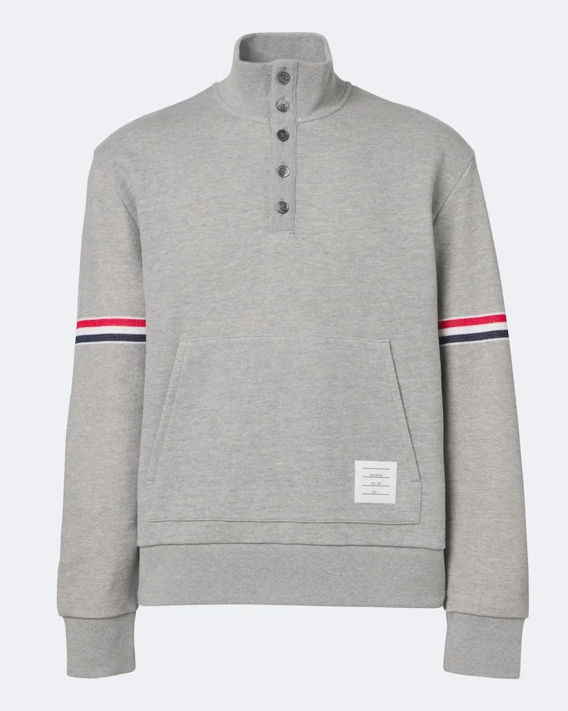Thom Browne Sweatshirt aus Baumwoll-Piqué Grau