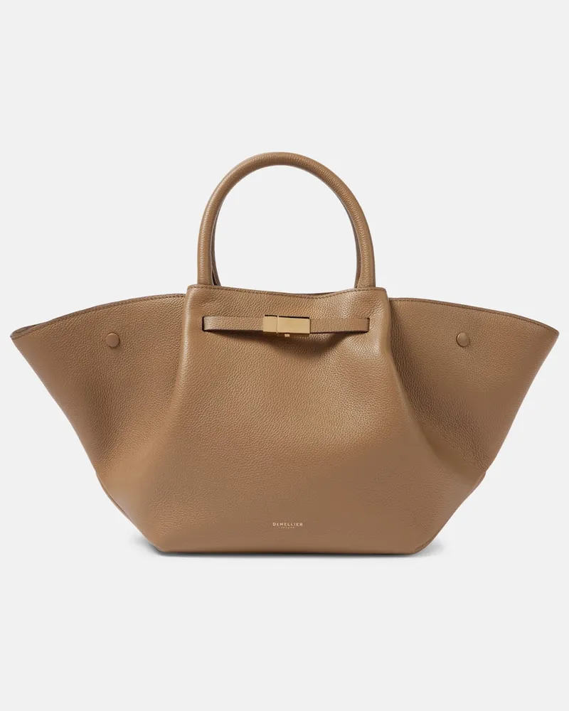 DeMELLIER Schultertasche Midi New York aus Leder Beige