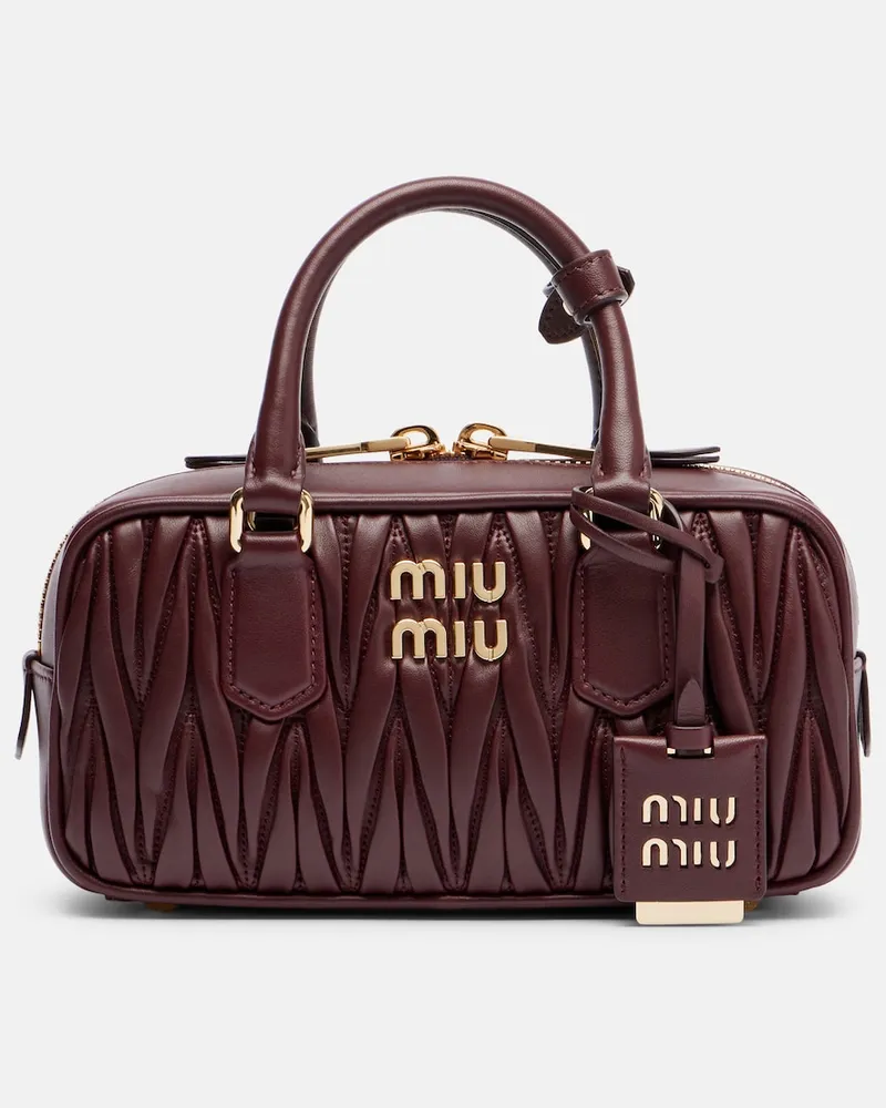Miu Miu Tote Bag Arcadie aus Matelassé-Leder Burgunderrot