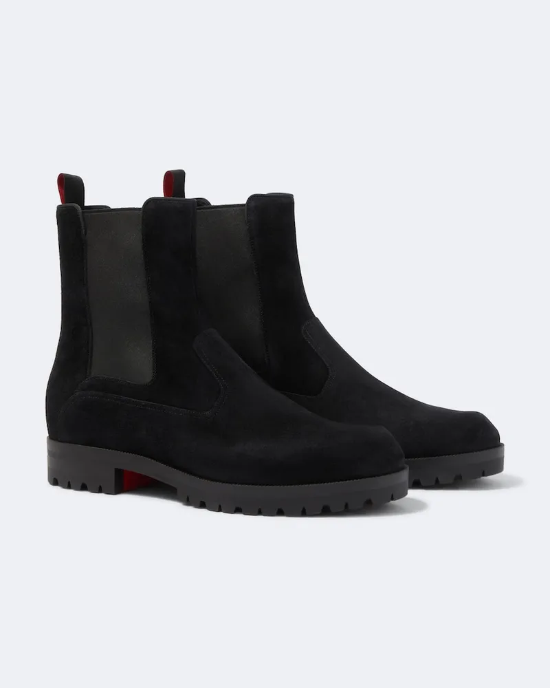 Christian Louboutin Chelsea Boots Cavernos aus Veloursleder Schwarz