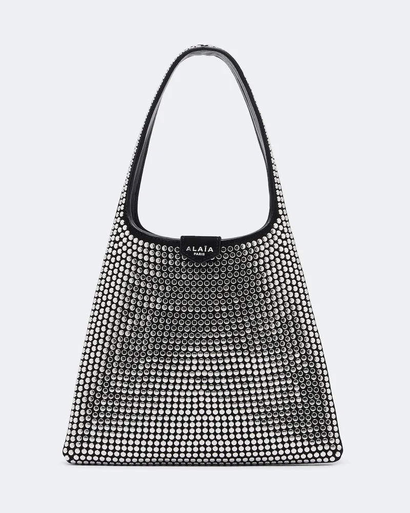 Alaïa Alaïa Verzierte Henkeltasche Mini aus Veloursleder Schwarz