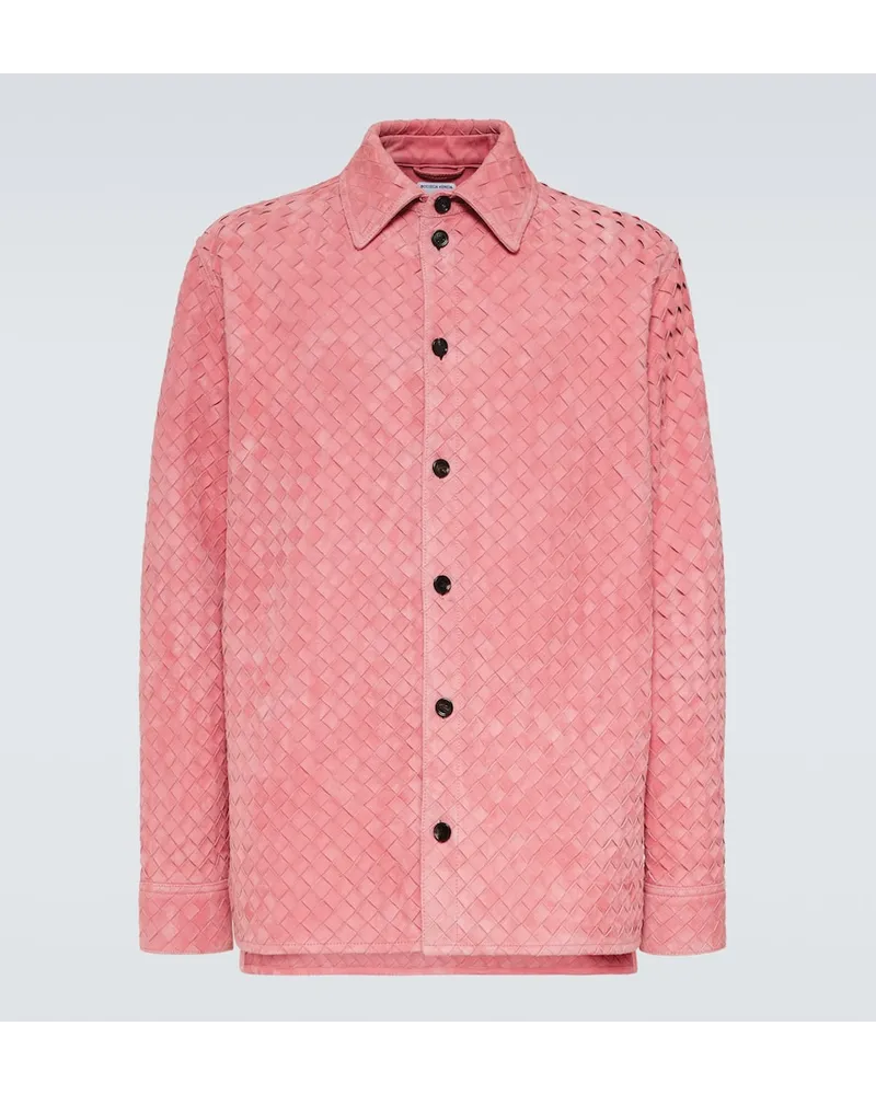 Bottega Veneta Hemd Intrecciato aus Veloursleder Pink