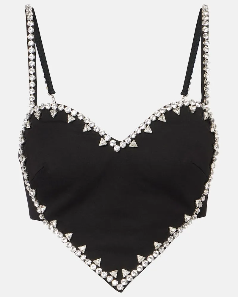 Area Cropped-Top Heart mit Kristallen Schwarz