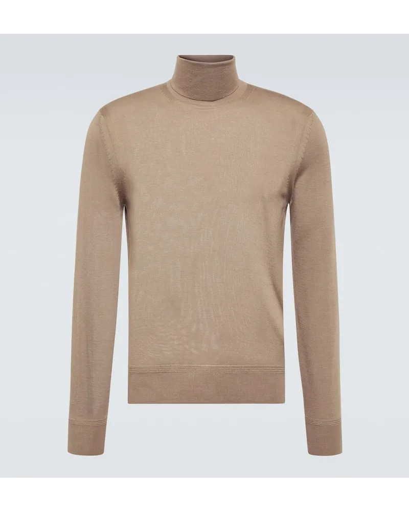 Tom Ford Rollkragenpullover aus Kaschmir und Seide Beige