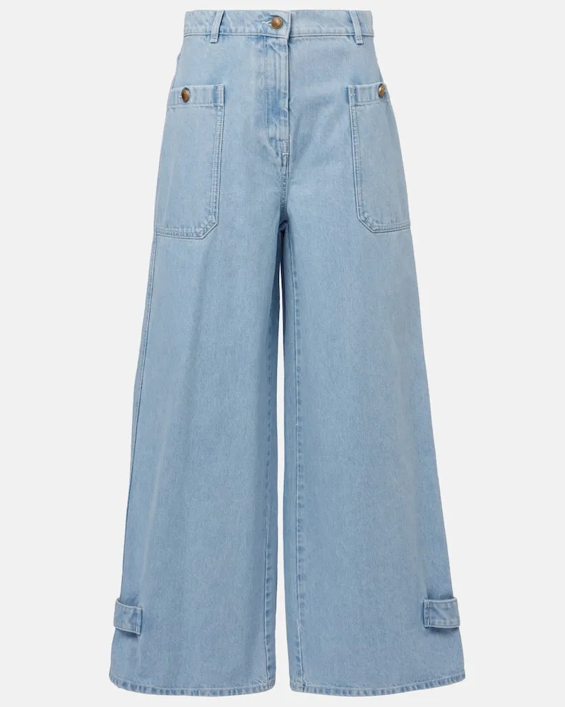 Max Mara High-Rise Wide-Leg Jeans Pugnale Blau