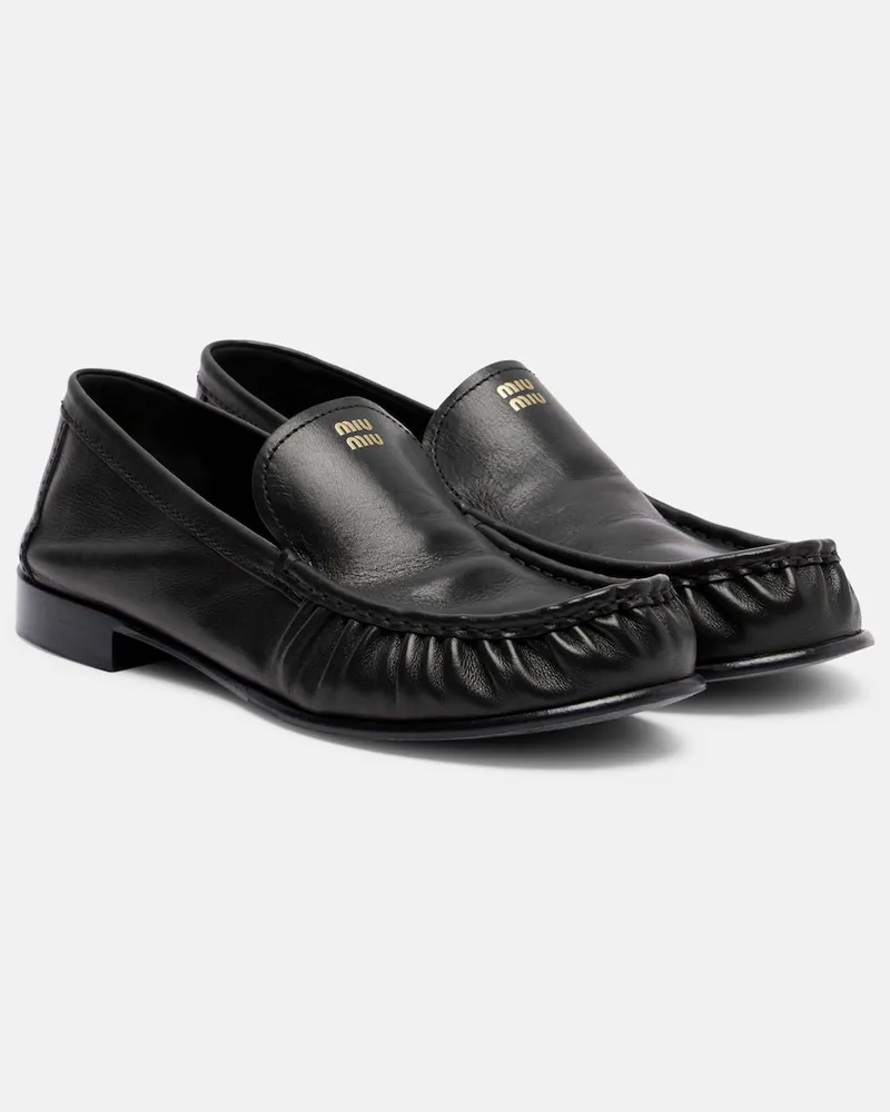 Miu Miu Loafers aus Leder Schwarz
