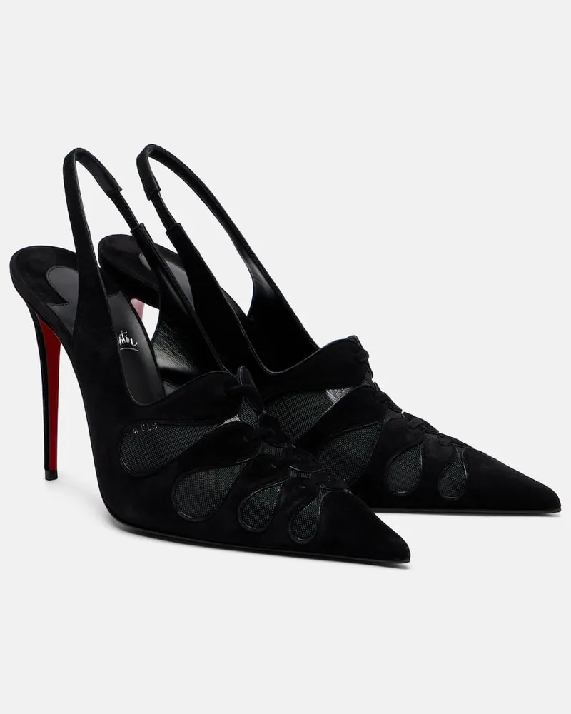 Christian Louboutin Slingback-Pumps Circle Max mit Veloursleder Schwarz
