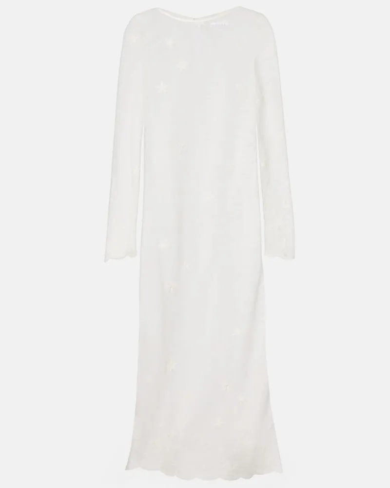 Posse Bestickter Kaftan Cove aus Baumwolltüll Weiß