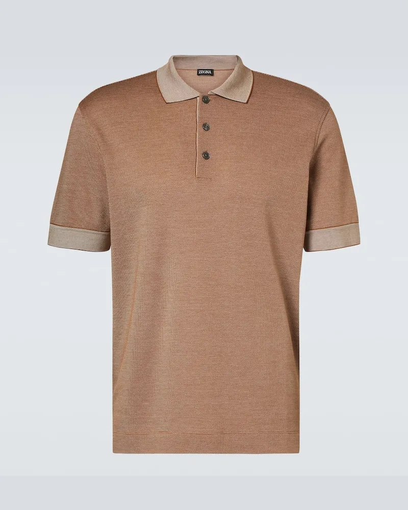 Ermenegildo Zegna Polohemd aus Baumwolle und Seide Braun