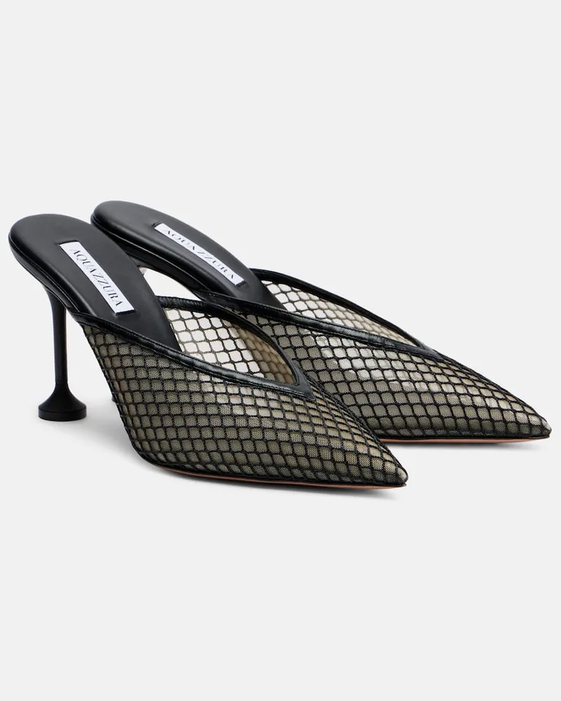 Aquazzura Mules Bisous 85 aus Mesh Schwarz