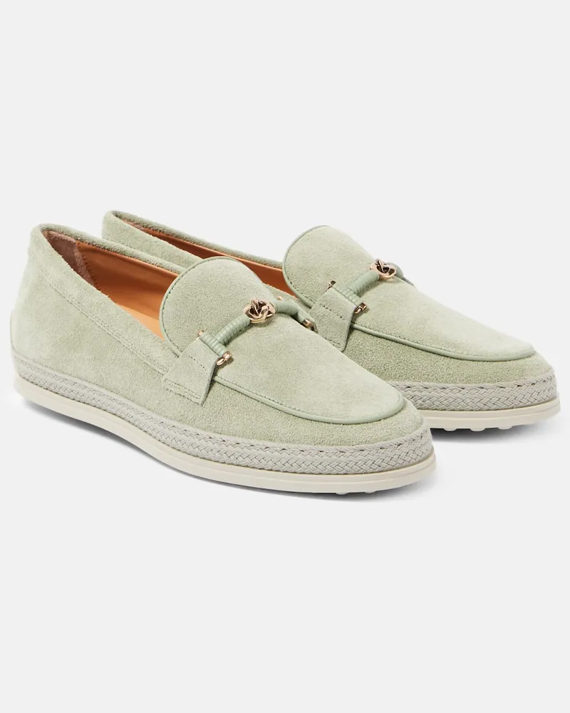 TOD'S Loafers T-Ring aus Veloursleder Grün
