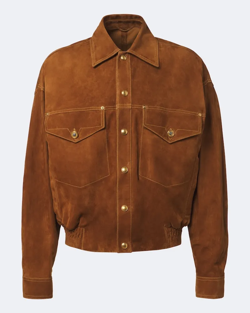 Versace Blouson aus Veloursleder Beige