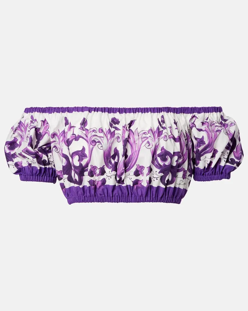 Dolce & Gabbana Cropped-Top Majolica aus Baumwolle Lila