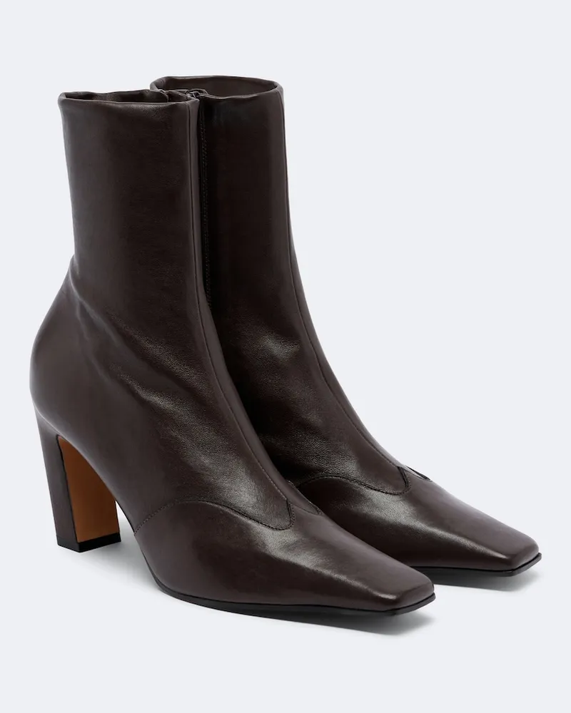 KHAITE Ankle Boots Nevada aus Leder Braun