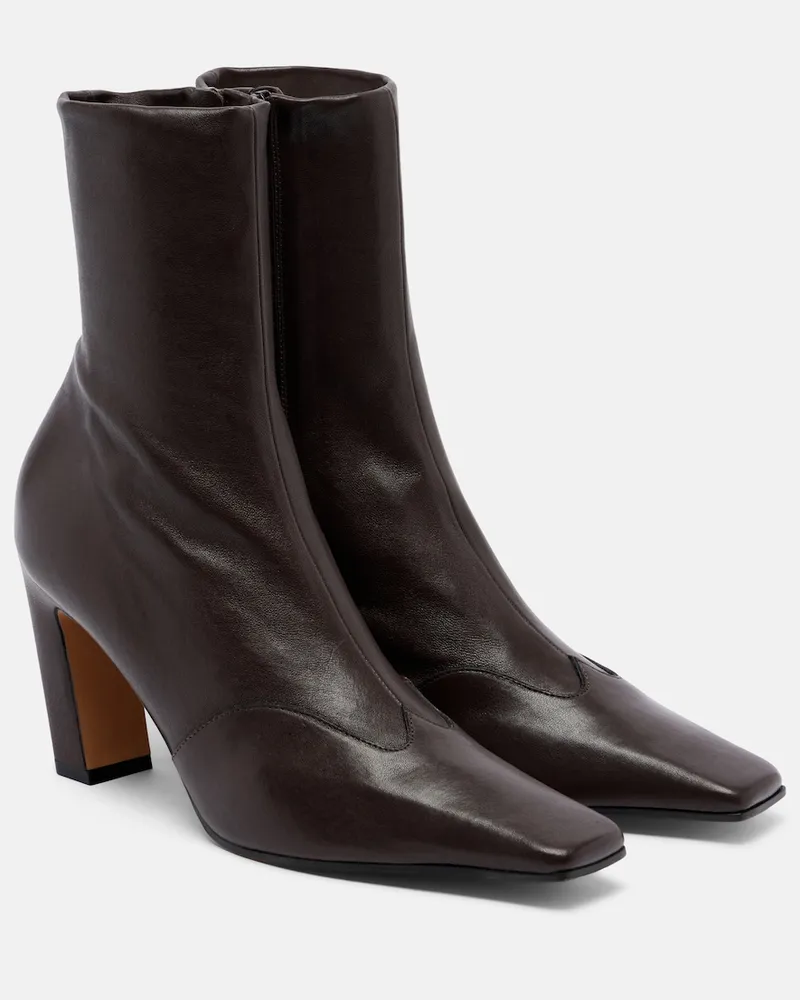 KHAITE Ankle Boots Nevada aus Leder Braun