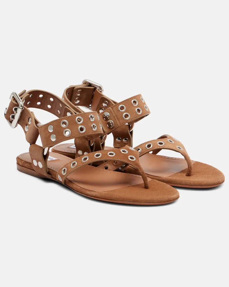 Alaïa Alaïa Verzierte Sandalen Biker aus Veloursleder Braun
