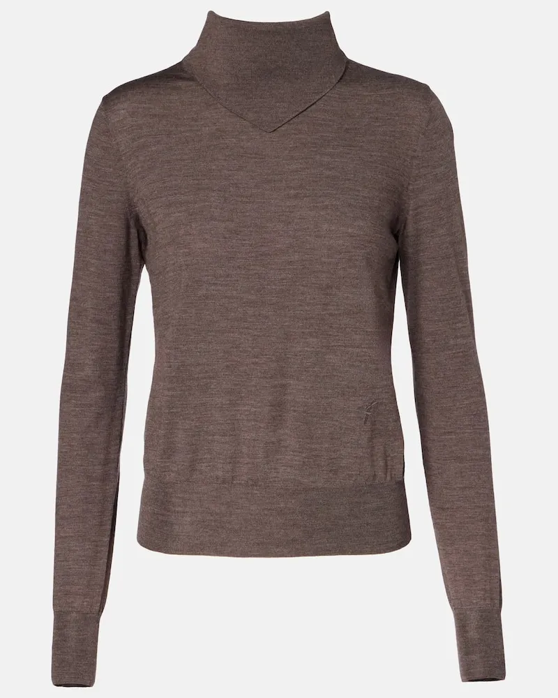 Ferragamo Rollkragenpullover aus Wolle Braun