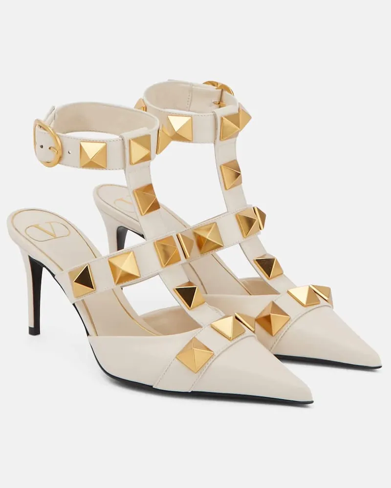 Valentino Garavani Mules Roman Stud 90 aus Leder Weiß