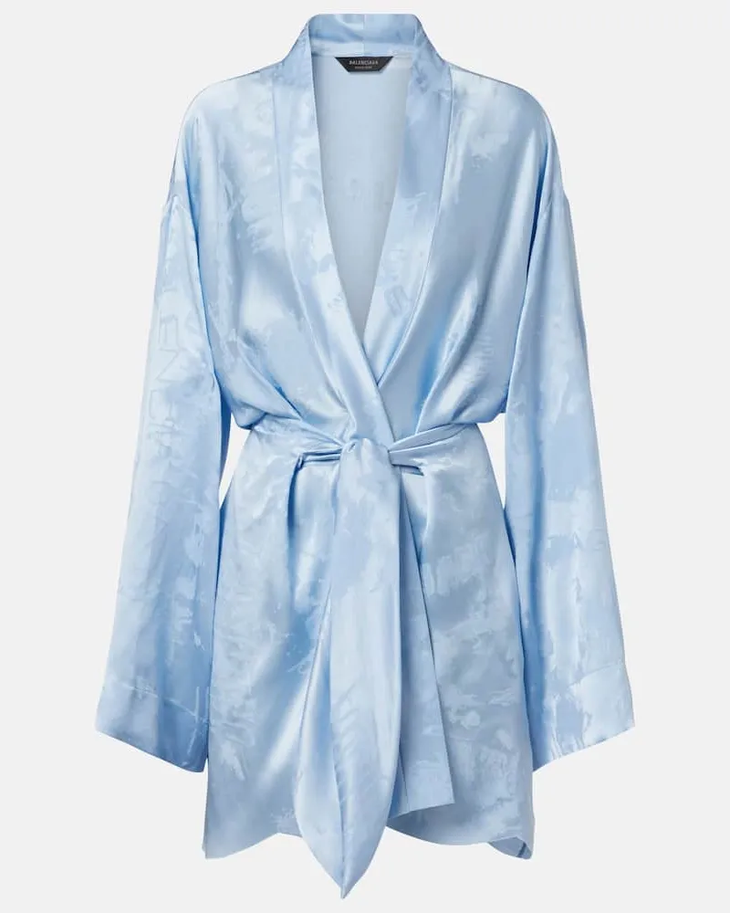 Balenciaga Wickelkleid aus Seide Blau