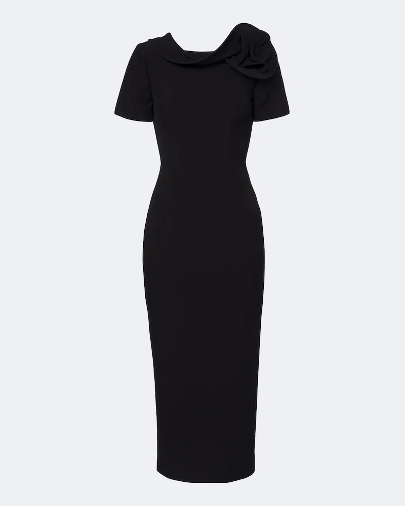 Roland Mouret Verziertes Midikleid aus Crêpe Schwarz