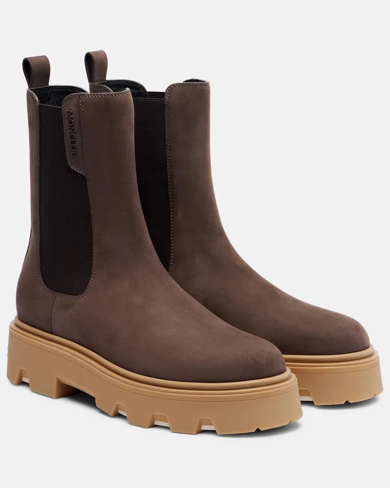 Moncler Chelsea Boots Aurea aus Veloursleder Braun