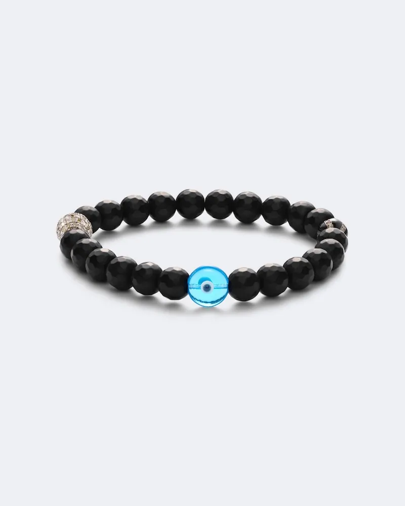 Ileana Makri Armband aus Onyx mit Sterlingsilber und Diamanten Schwarz