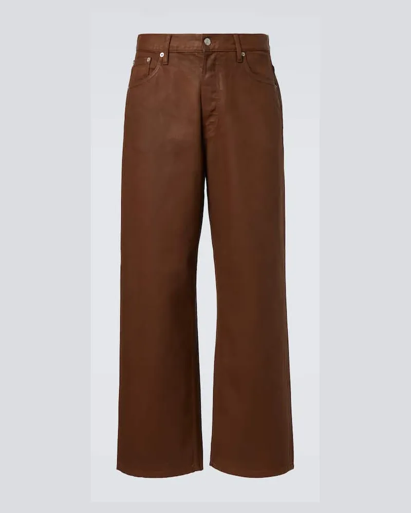 Dries van Noten Beschichtete Mid-Rise Straight Jeans Braun