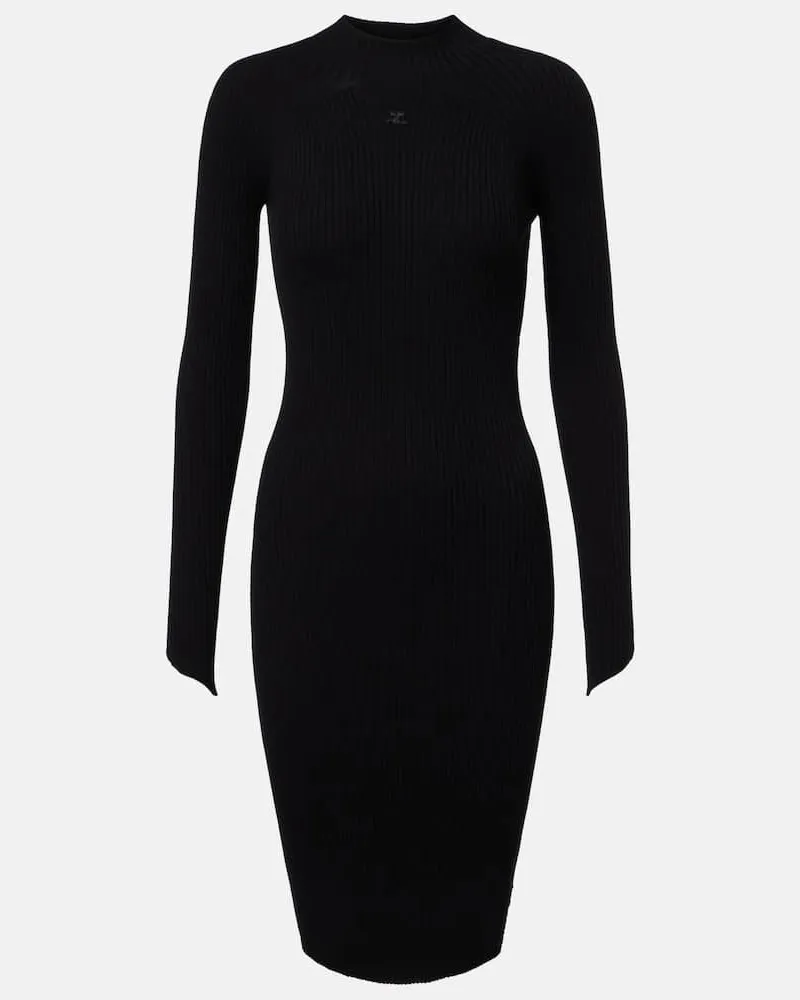 Courrèges Courrèges Midikleid aus Rippstrick-Jersey Schwarz