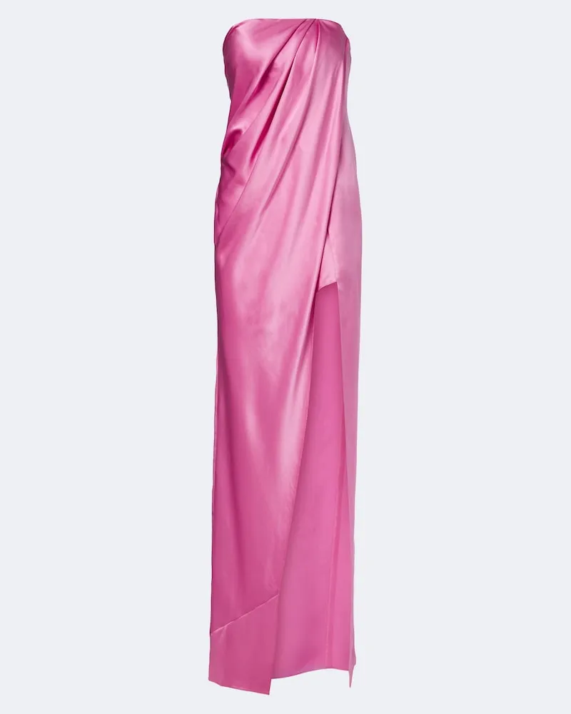 The Sei Trägerloses langes Kleid aus Seidensatin Rosa