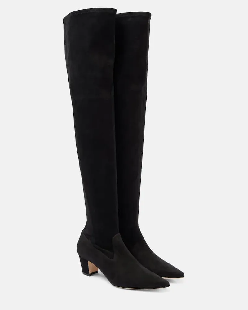 Manolo Blahnik Overknee-Stiefel Lupasca 55 aus Veloursleder Schwarz
