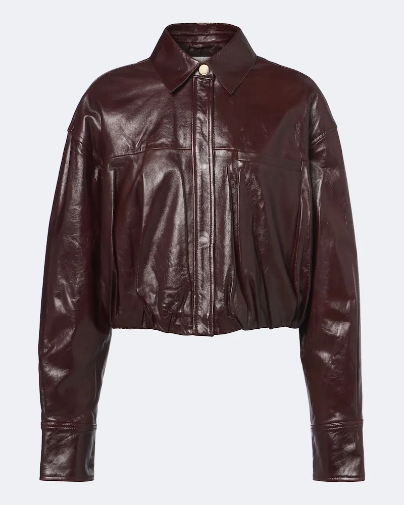 SPORTMAX Cropped-Jacke aus Leder Burgunderrot