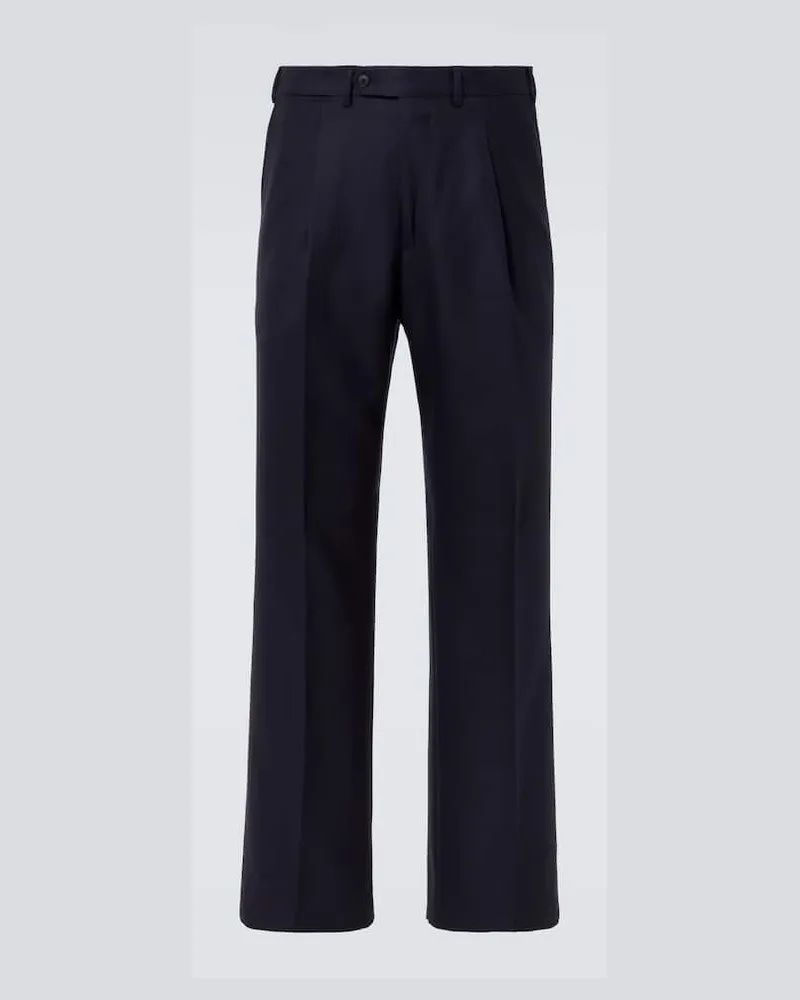 SAMAN AMEL Gerade Hose Amo aus Woll-Twill Blau