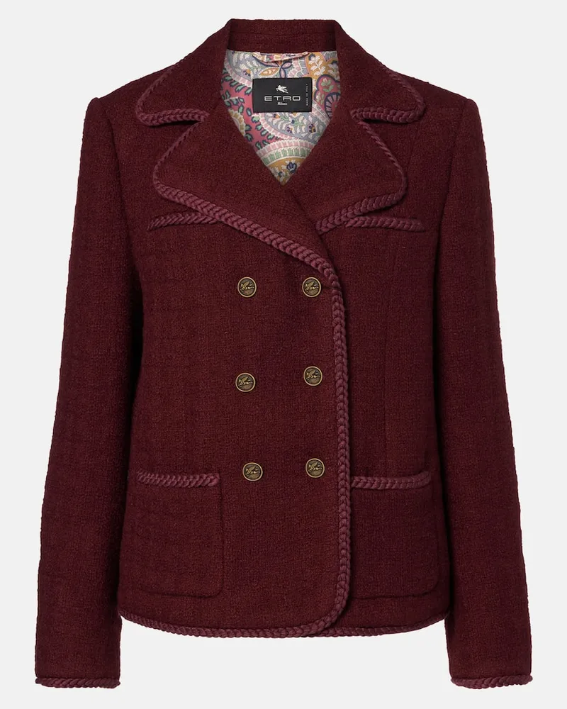Etro Jacke aus Wolle und Mohair Burgunderrot