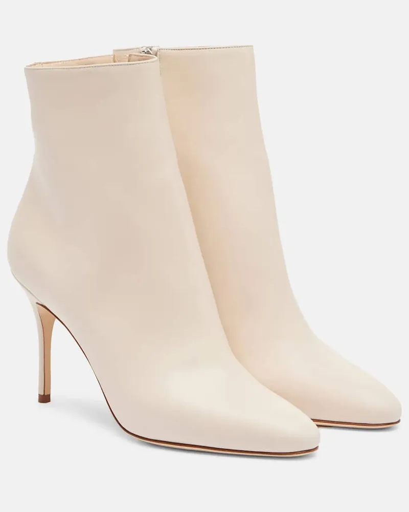 Manolo Blahnik Ankle Boots Insopo aus Leder Weiß
