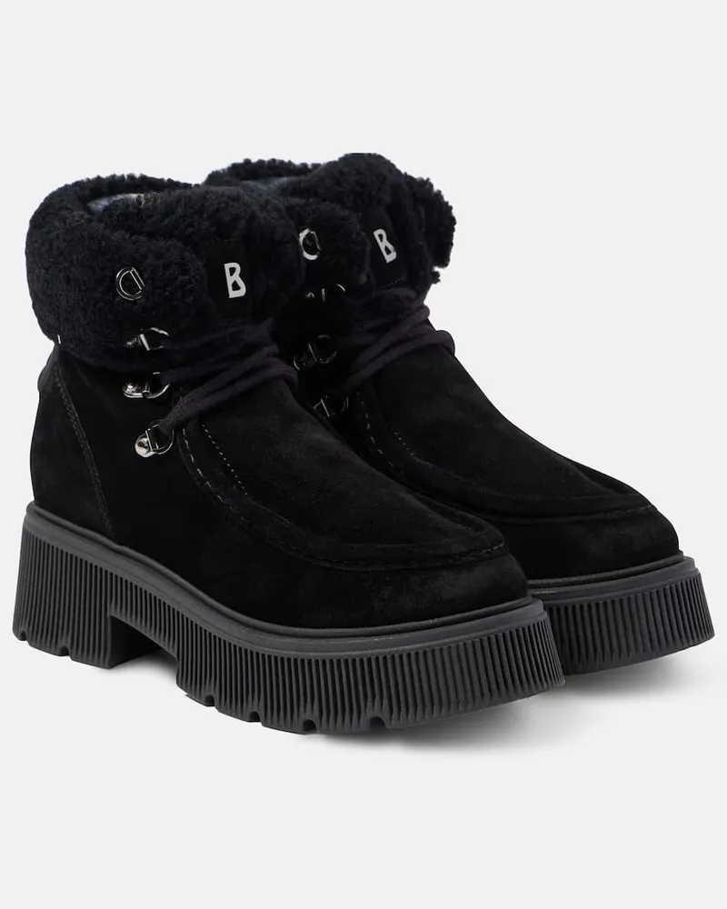 Bogner Ankle Boots aus Leder mit Shearling Schwarz